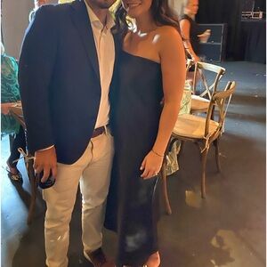 Black silk slip dress